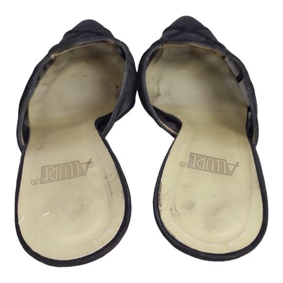 ALLURE Black Slip On Mules Size 7.5 Black Mesh and Suede Trim High Heels Formal - Picture 9 of 11